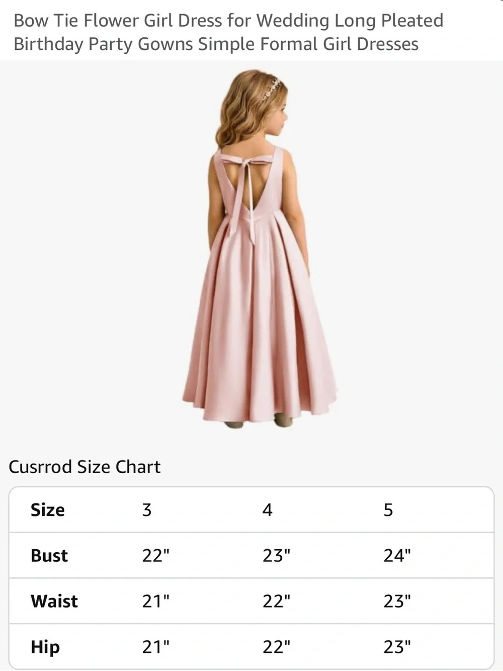 Girls' Rose Pink Satin Party Dress